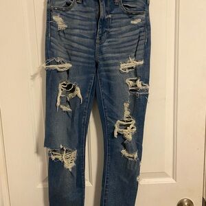 American Eagle Outfitters Ripped Blue Skinny Jeans